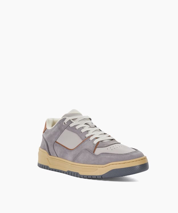Dune London Tainted - Grey Leather Trainers With Suede Trim