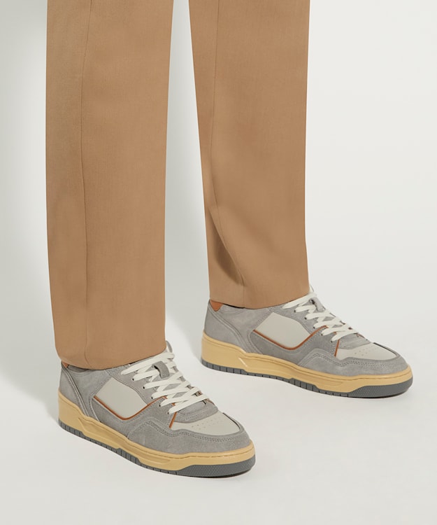 Dune London Tainted - Grey Leather Trainers With Suede Trim