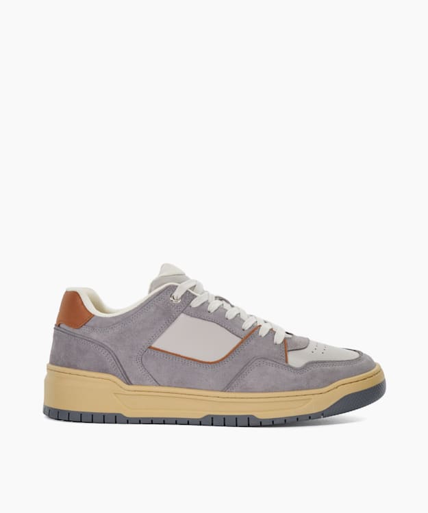 dune london Tainted - Grey Leather Trainers With Suede Trim