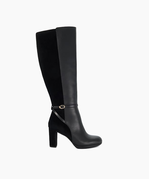 dune london Tariah - Black Knee High Block Heel Boots