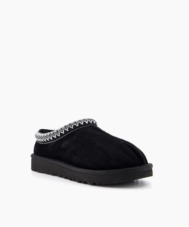 Dune London Tasman 1 - Black Embroidered Cuff Suede Slippers