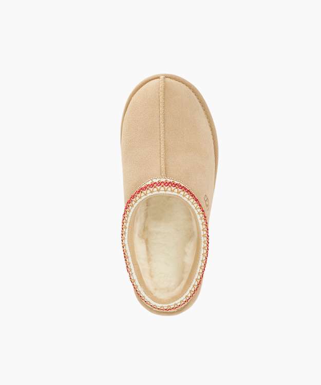 Dune London Tasman 1 - Natural Embroidered Cuff Suede Slippers