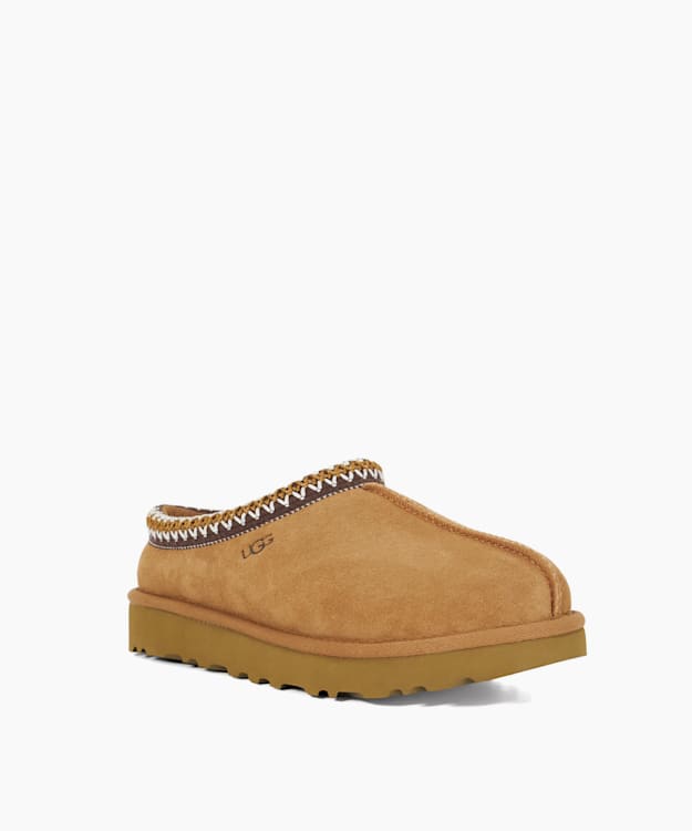 Dune London Tasman 1 - Tan Embroidered Suede Slippers