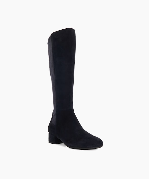 Dune London Tayla - Navy Wide Fit Stretch Knee-High Boots