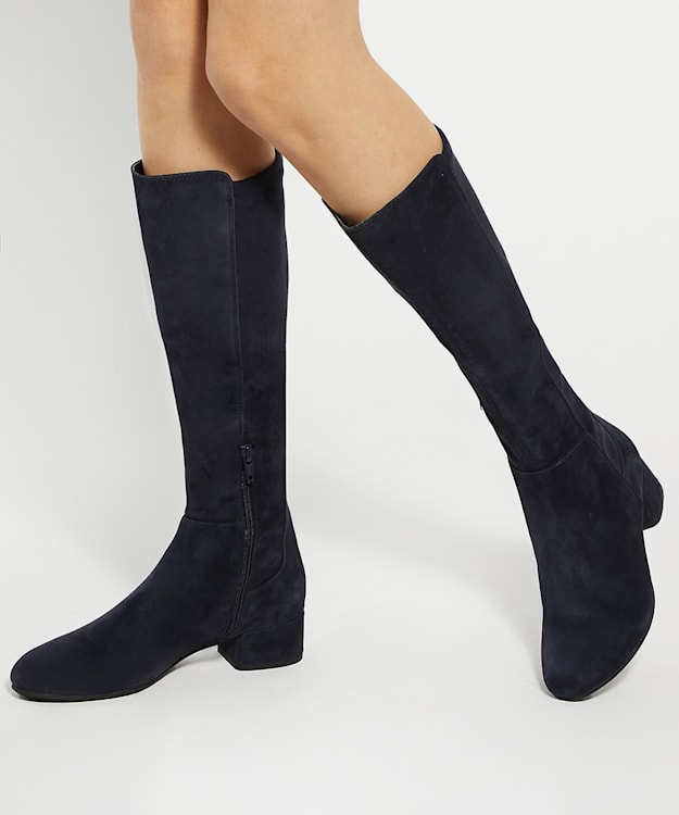 Dune London Tayla - Navy Wide Fit Stretch Knee-High Boots