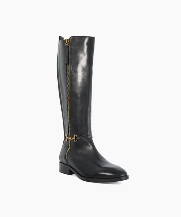 Dune London Taylyn - Black Knee High Boots With Signature Buckle Detail