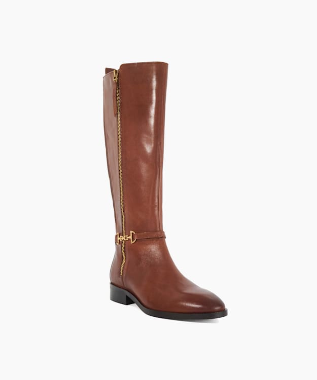 Dune London Taylyn - Tan Riding Boots With Signature Buckle Detail