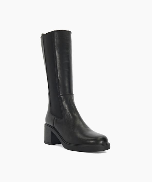 Dune London Temley - Black Block Heel Knee High Boots