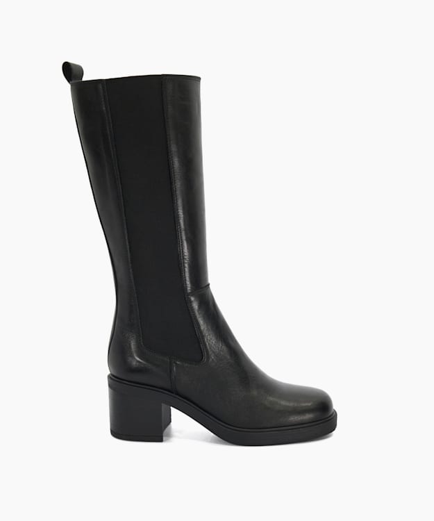 dune london Temley - Black Block Heel Knee High Boots