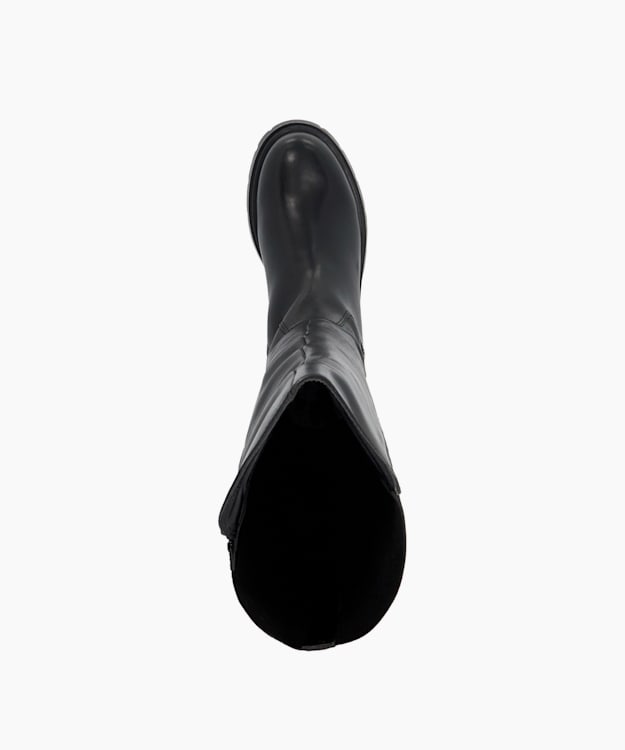 Dune London Temperature - Black Leather High Leg Boots