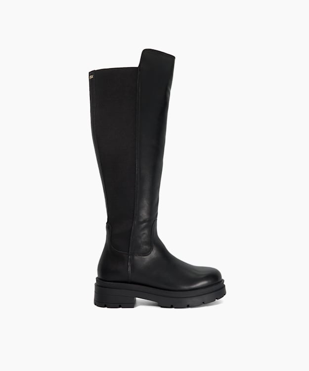 dune london Temperature - Black Leather High Leg Boots