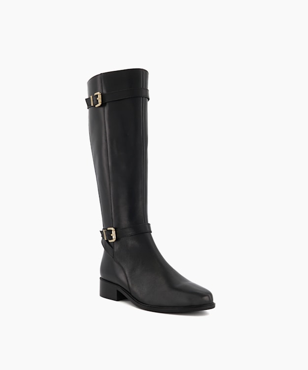 Dune London Tepi - Black Wide Fit Leather Knee-High Boots
