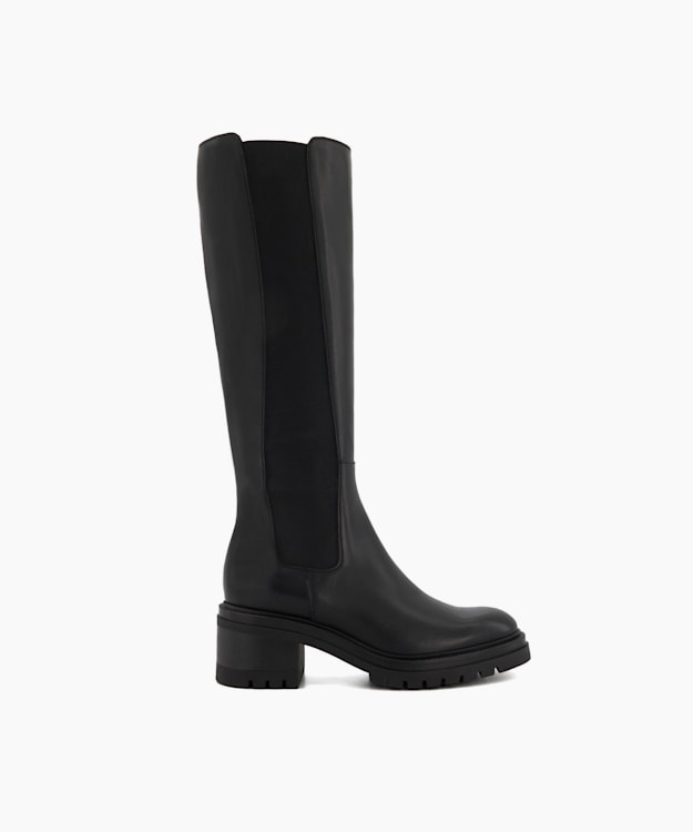 dune london Tesa - Black Casual Leather Knee-High Chelsea Boots