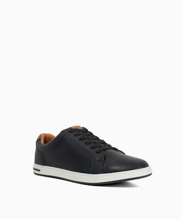 Dune London Tezzy - Black Perforated Lace-Up Trainers
