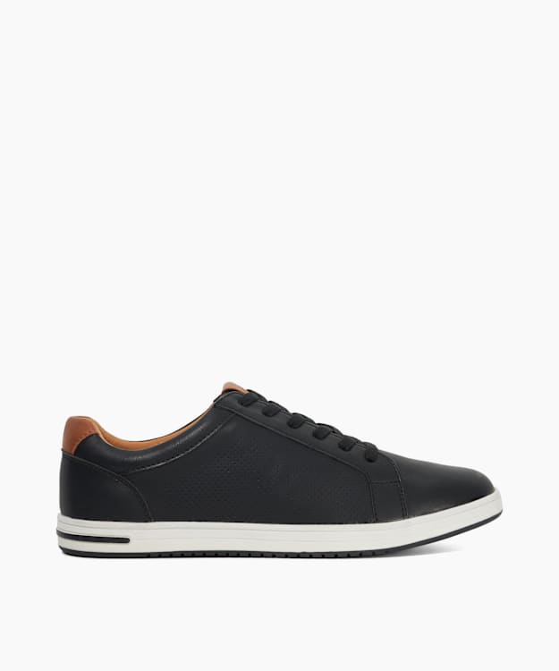 dune london Tezzy - Black Perforated Lace-Up Trainers