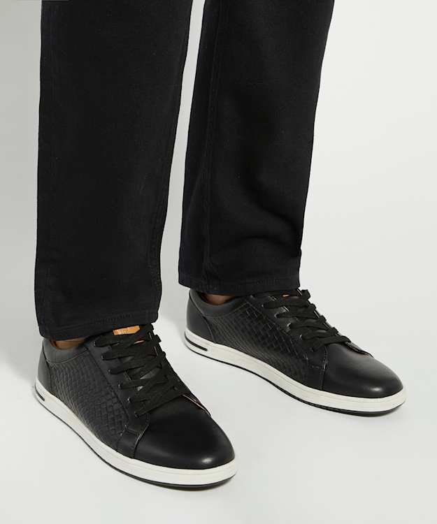 Dune London Tezzy Weave - Black Lace-Up Weave Trainers