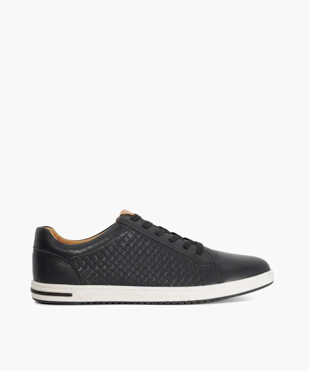 dune london Tezzy Weave - Black Lace-Up Weave Trainers