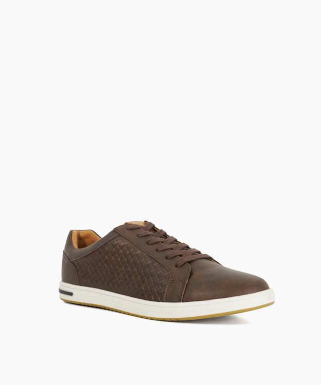 Dune London Tezzy Weave - Brown Lace-Up Weave Trainers