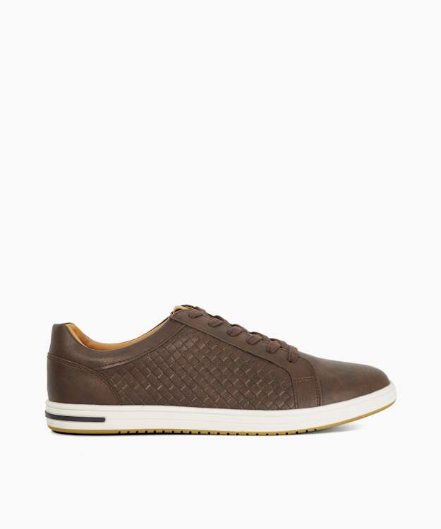 dune london Tezzy Weave - Brown Lace-Up Weave Trainers