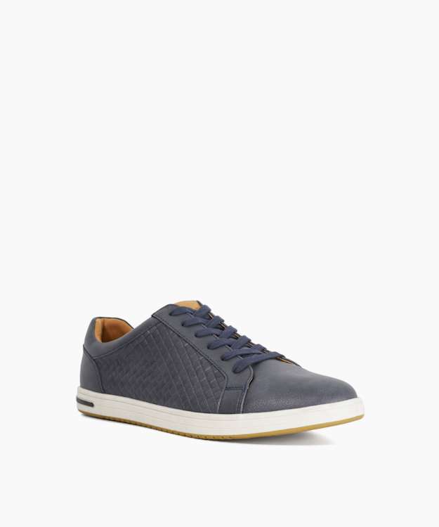 Dune London Tezzy Weave - Navy Lace-Up Weave Trainers