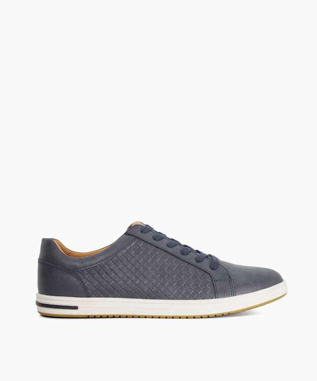 dune london Tezzy Weave - Navy Lace-Up Weave Trainers