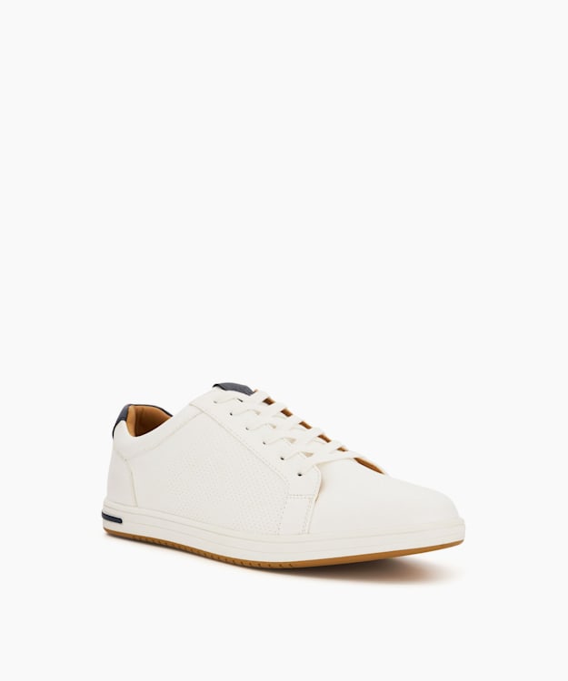 Dune London Tezzy - White Perforated Lace-Up Trainers