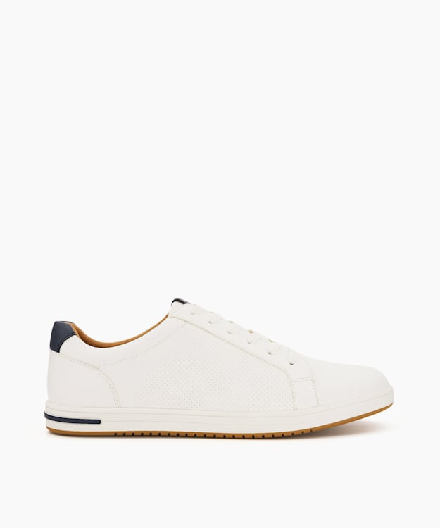 dune london Tezzy - White Perforated Lace-Up Trainers