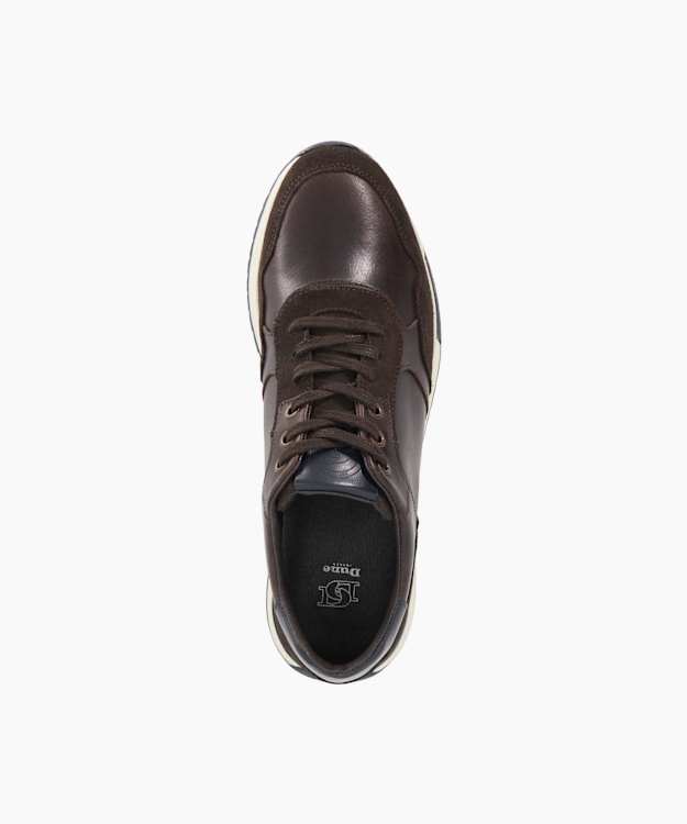Dune London Thornbury - Chocolate Leather Lace Up Trainers