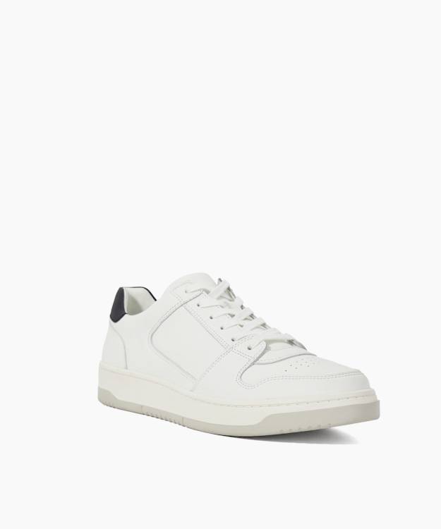 Dune London Til - White Leather Round Toe Lace Up Trainers