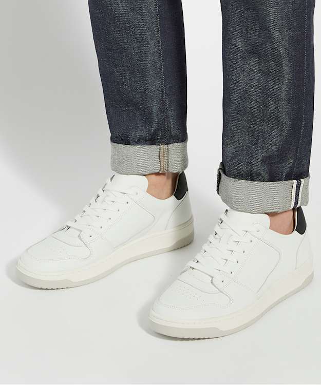 Dune London Til - White Leather Round Toe Lace Up Trainers