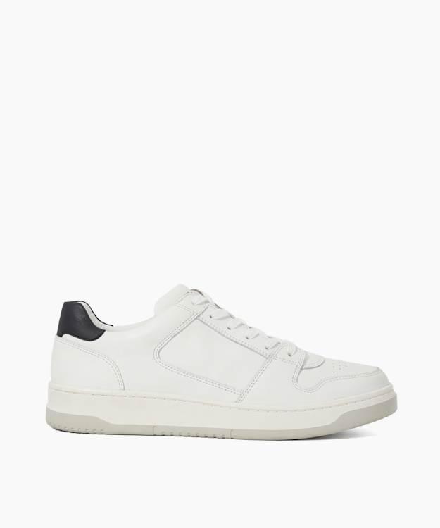 dune london Til - White Leather Round Toe Lace Up Trainers