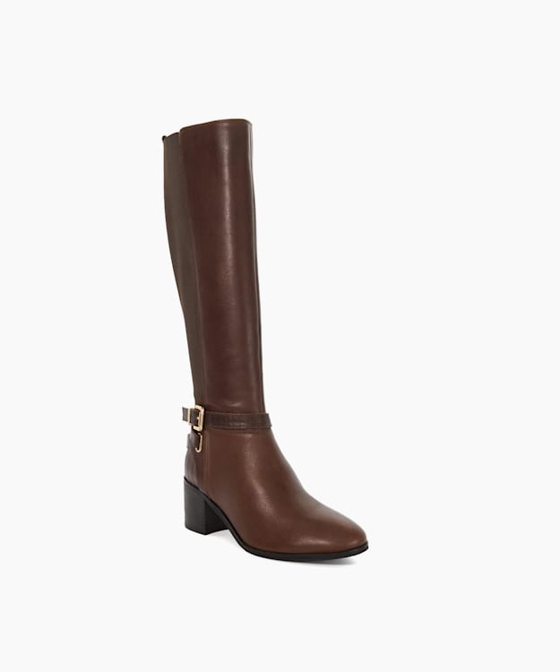 Dune London Tilburies - Brown Leather Round Toe Riding Boots