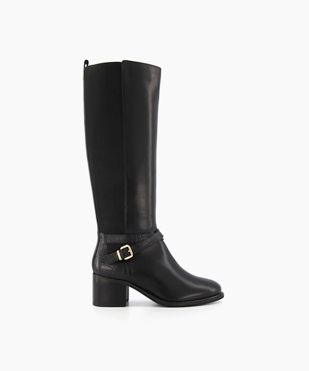 dune london Tildings - Black Ankle-Strap Knee-High Boots