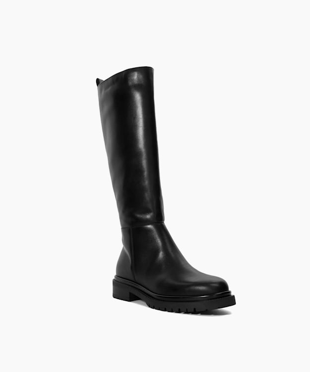 Dune London Tilings - Black Chunky Leather Knee-High Boots