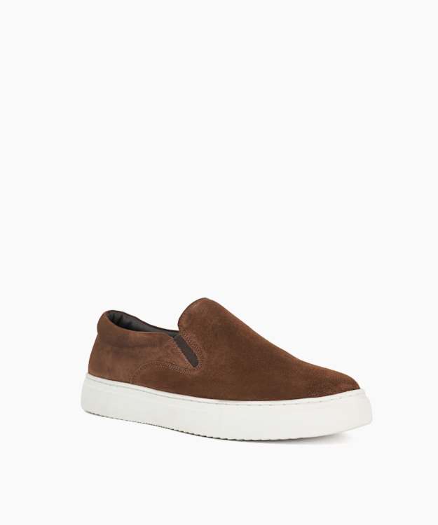 Dune London Tillos - Brown Suede Slip-On Cupsole Trainers