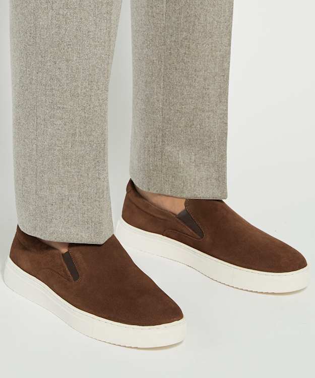 Dune London Tillos - Brown Suede Slip-On Cupsole Trainers