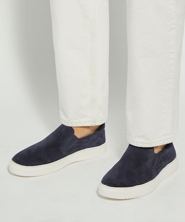 Dune London Tillos - Navy Suede Slip-On Cupsole Trainers
