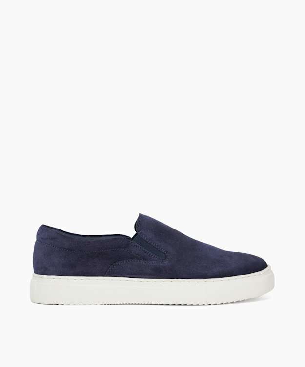 dune london Tillos - Navy Suede Slip-On Cupsole Trainers