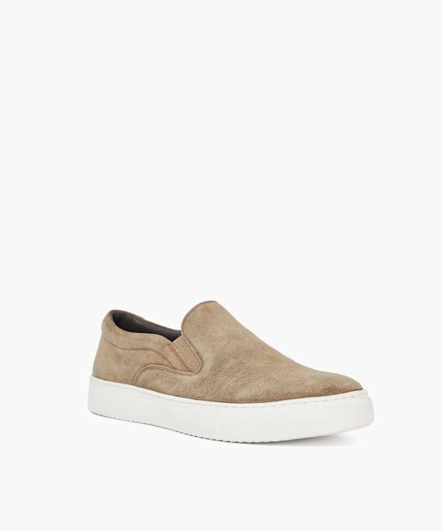 Dune London Tillos - Taupe Suede Slip-On Cupsole Trainers
