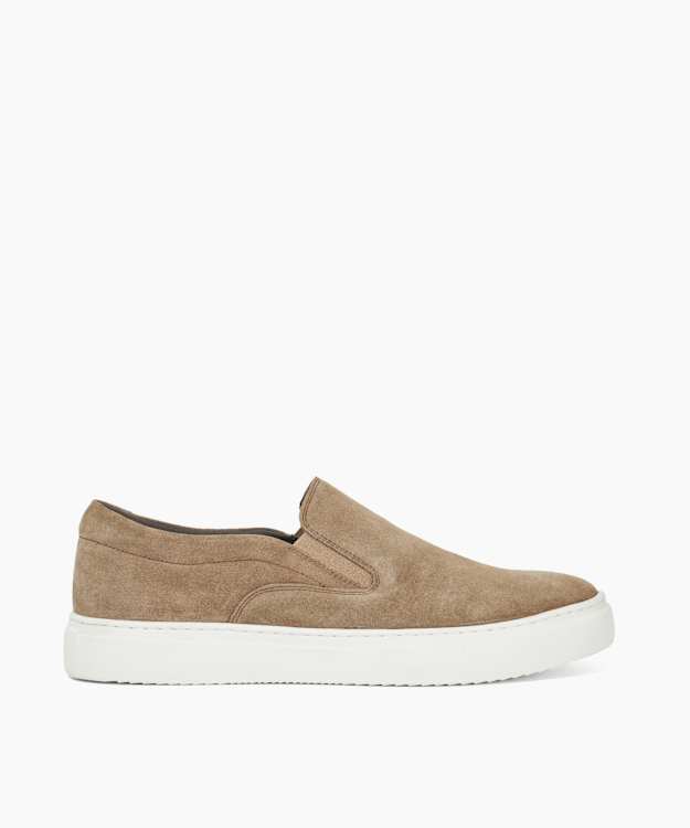 dune london Tillos - Taupe Suede Slip-On Cupsole Trainers