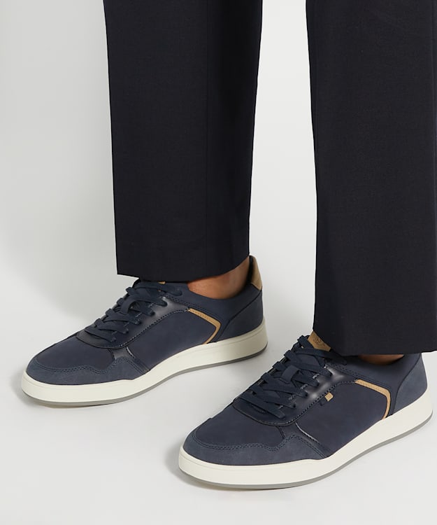 Dune London Tinted - Navy Stitch Detail Lace Up Trainers