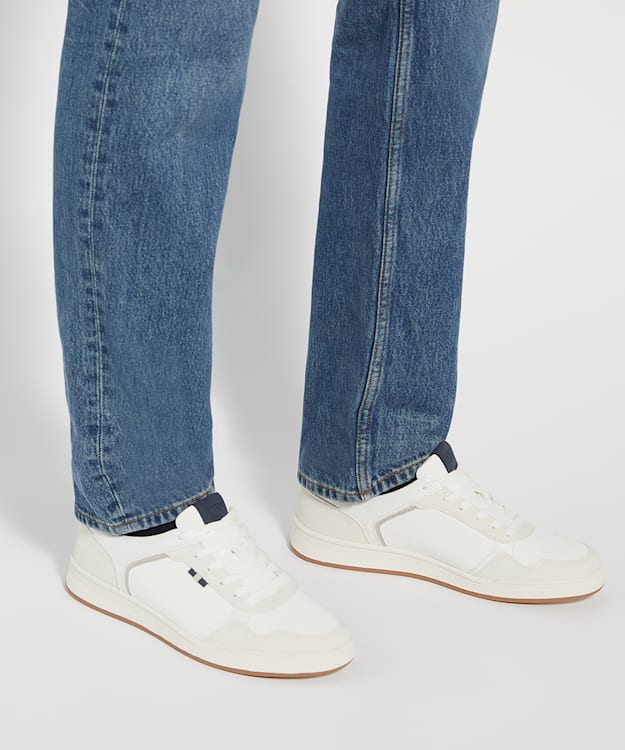 Dune London Tinted - White Stitch Detail Lace Up Trainers