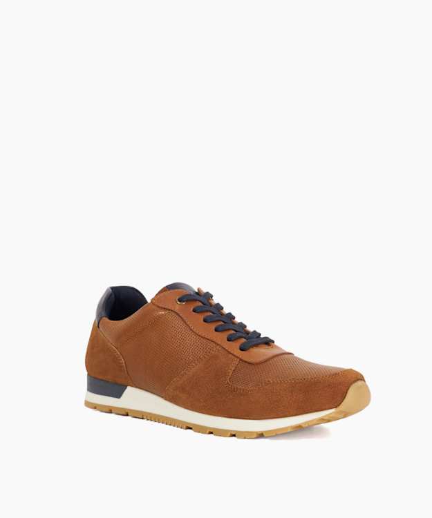 Dune London Toronto - Tan Tan Leather Lace-Up Trainers