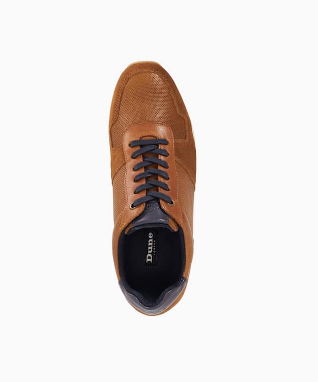Dune London Toronto - Tan Tan Leather Lace-Up Trainers