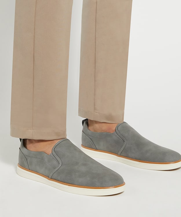 Dune London Totals - Grey Perforated Embossed Casual Shoes