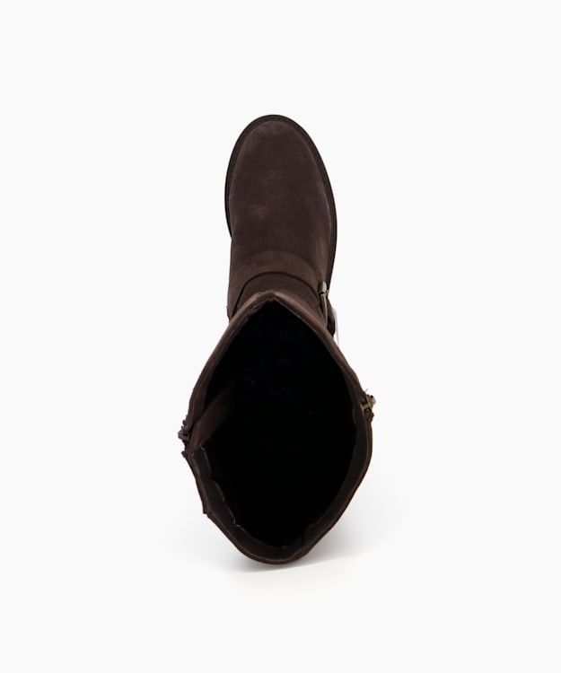 Dune London Trafalgar - Brown Side Zip Flat Knee High Boots