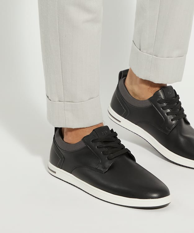 Dune London Travels - Black Wide Fit Lace-up Trainers