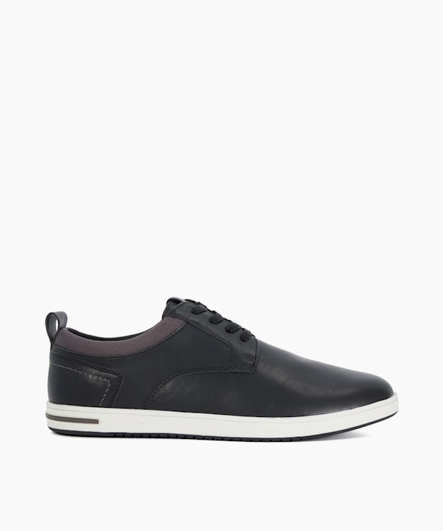 dune london Travels - Black Wide Fit Lace-up Trainers