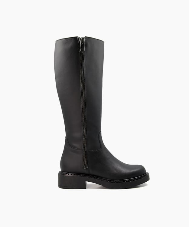 dune london Treasured - Black Grape-Leather Knee-High Boots