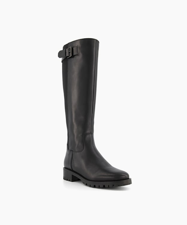 Dune London Trend - Black Buckle Detail Knee High Boots